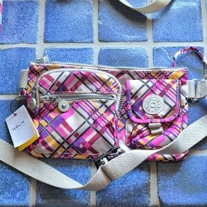 Kipling Pink and Yellow Crossbody Bag with Vibrant Design